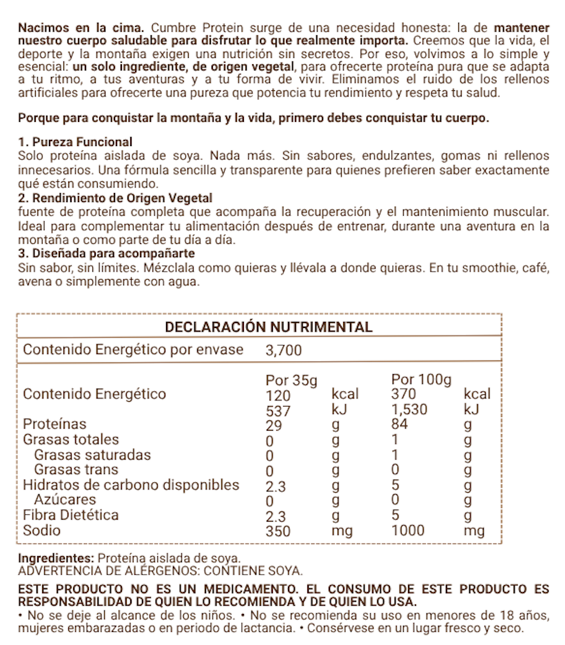 Proteína Aislada De Soya 1 Kg - Sin sabor